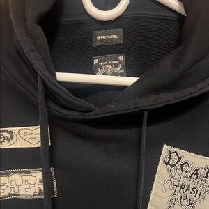 Diesel Black Hoodie with Graphic Details